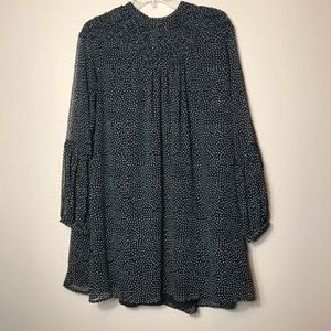 Zara Smocked Neck Babydoll Dress, Polka Dot, Med